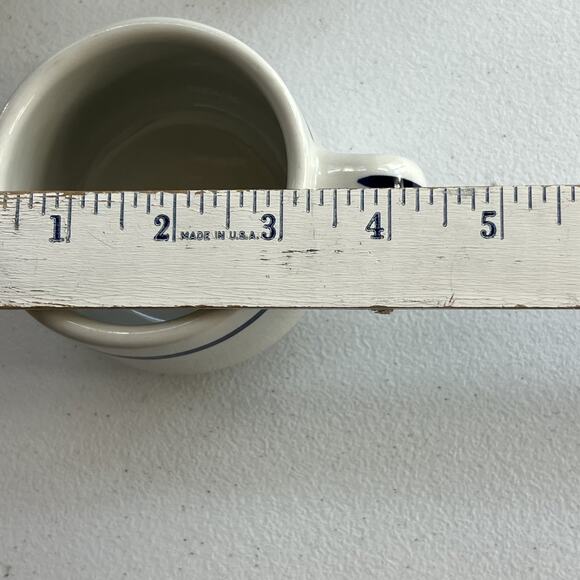 Tepco USA Restaurant Ware Mug X 5 Porcelain Ivory Blue Stripe Stackable Vtg MCM - Picture 7 of 7